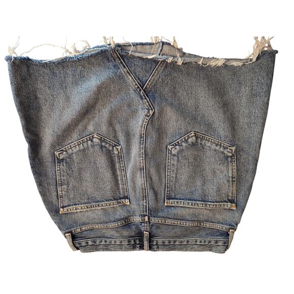 AGOLDE jeans LA Quinn high rise frayed distressed denim mini skirt 27 - Picture 2 of 9